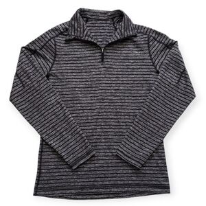 Lululemon Surge Warm 1/2 Zip Pullover Men's Medium Rulu Gray Striped Mock Neck